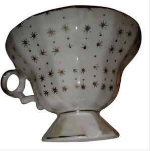 Vintage iridescent tea cup Nativity StarElegant Starry White Teacup